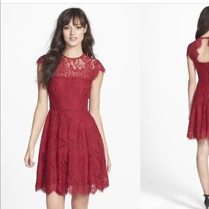 Open back lace fit & flare dress